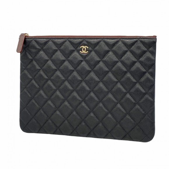 Chanel Matelasse Caviar Leather Clutch Bag, Black, Women's - Picture 1 of 8